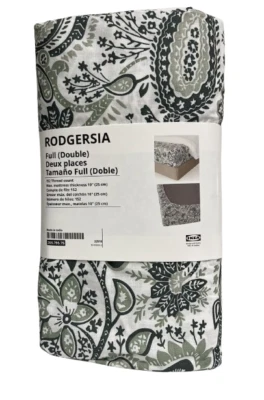 Nueva sábana ajustable IKEA RODGERSIA completa/doble verde/blanco 205.795.75 Foto 1 de 2