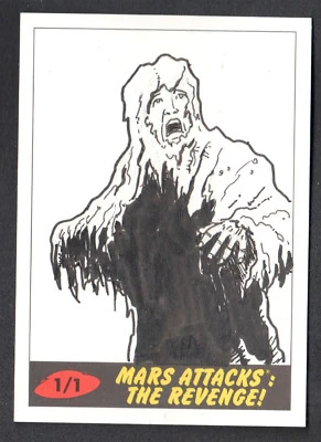 MARS ATTACKS THE REVENGE Topps 2017 1/1 SKETCH CARD by PABLO DIAZ - Image 1 of 3