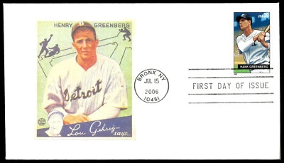 2006 Baseball Slugger Hank Greenberg FDC Lou Gehirg Says... Card Unknown Cachet - Image 1 of 2