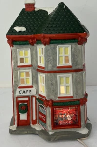 Coca-Cola Christmas Café lighted 9x5 Made Exclusively For House Of Lloyd - Picture 1 of 8