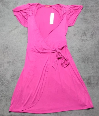 Vestido Elle Mujer Pequeño Jardín Fiesta Rosa Nuevo Mezcla Rayón Envolvente Corbata Frontal Foto 1 de 4