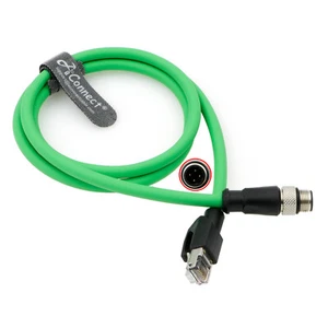 Cable M12 de 4 pines macho DCode a RJ45 Cat5e altamente flexible para cámara industrial - Imagen 1 de 15