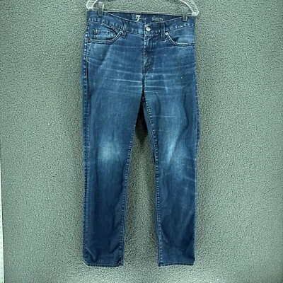 7 For All Mankind Slimmy Jeans Mens 31 Meas 32x32 Blue Distressed Denim - Image 1 of 4