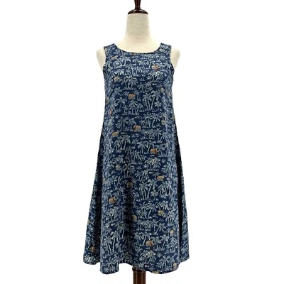 Vintage Reyn Spooner Girls 14 Dress Tropical Palm Tree Sleeveless Blue Hawaiian - Image 1 of 4