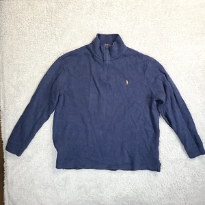 Polo Ralph Lauren 1/4 Zip Pullover Sweater Men's size XL Blue Flesh Pony - Picture 1 of 13