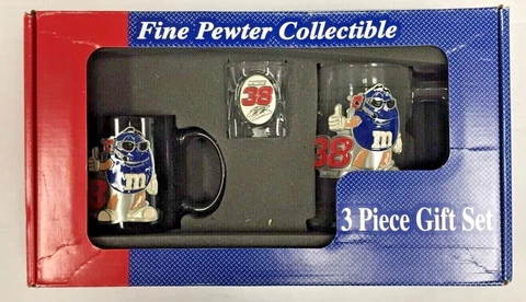 NASCAR Elliott Sadler #38 M&M's 3 Piece Gift Set Coffee Mug, Shot Glass, Tankard Cover
