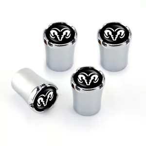 Set Tire Valve Stem Cap Wheel Rim Air Dust Covers Metal For RAM Chrome/Black - Picture 1 of 1