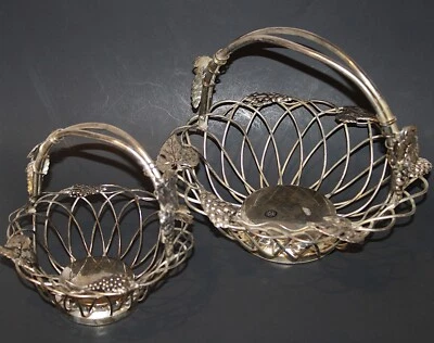 Juego De Colección Godinger Arte Plata Uva Fruta Cestas con Mango Plateado GSA Foto 1 de 4