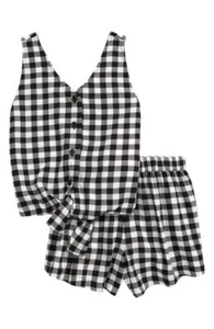 Nordstrom Gingham Summer Set In Black And White Size XL 14-16 - Picture 1 of 3