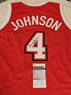 Larry Johnson Autographed/Signed Jersey JSA COA Red Custom Jersey - Image 1 of 4