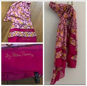 VINTAGE PINK SILK BY PALOMA PICASSO RECTANGULAR SCARF - Picture 1 of 7