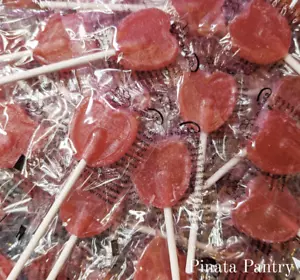 CHERRY HEART LOLLIES Sweet Shop Vegetarian Candy Wedding Valentines Lollipop - Picture 1 of 4