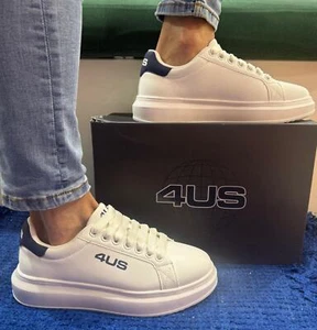 Sneakers uomo 4us ecopelle white/navy adam 100 - Foto 1 di 5