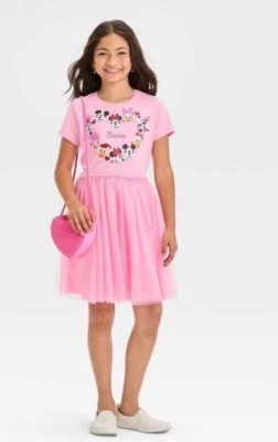 Large Disney Girls' Minnie Mouse Besties Love Tulle Dress Pink Valentine's Day - Image 1 of 3