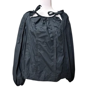 Ulla Johnson schwarz Baumwolle Popeline Tie Neck Langarm Top 6 Baloom Ärmel - Bild 1 von 10