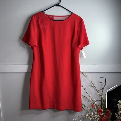 NWT Trina Turk Catch Dress Red Floral Embroidered Mesh Open Back Size 16 - Image 1 of 4