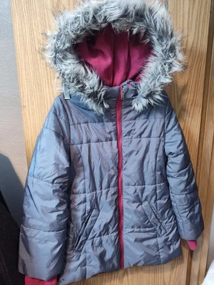 Girls Size 10 Calvin Klein Jeans Puffer Jacket With Fur Hood - Image 1 of 4