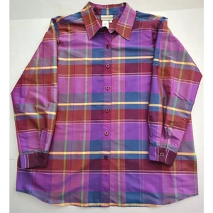 VTG Coldwater Creek Jewel Tones Plaid Button Up Silk Blouse Tunic Womens Size 1X - Picture 1 of 6