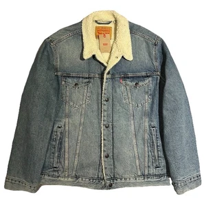 NWT!! Levi’s Sherpa Insulated Light Wash Type III Denim Trucker Jacket Men’s 2XL - Picture 1 of 8