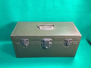 Vintage Union Stahltruhe Werkzeugkiste mit Tablett 14"x7"x6" Olivgrün Made in USA - Bild 1 von 11