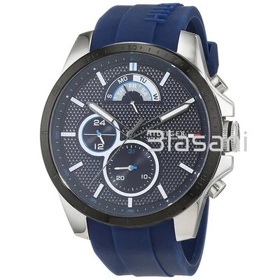 Tommy Hilfiger 1791350 Men's Blue Silicone Band Watch 46mm - Image 1 of 4