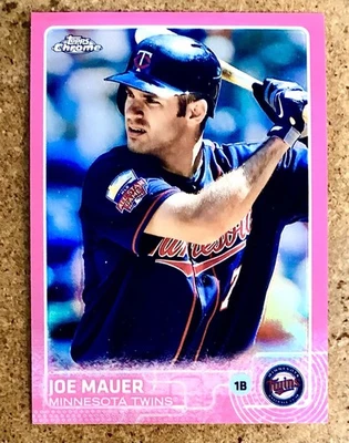2015 Topps cromo béisbol rosa refractor Joe Mauer #4 Minnesota Twins Foto 1 de 3
