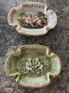 2er SET R.CAPODIMONTE 70er JAHRE ITALIENISCHE ASCHENBECHER PUTTEN MÄNGEL BESCHREIBUNG LESEN - Bild 1 von 13