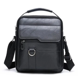 Borsa a tracolla uomo vintage pelle PU messenger tote borsetta grande capac - Foto 1 di 9