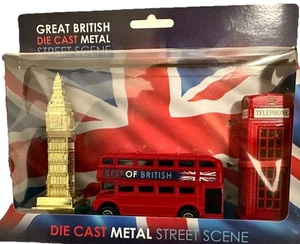 Vintage London Big Ben, Red Bus & Phone Booth Set – Die-Cast Metal UK Gift - Picture 1 of 15