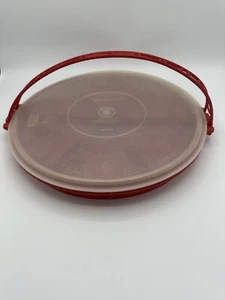 Tupperware Geteiltes Serviertablett Rot Lebensmittel Aufbewahrung Party Platte mit Deckel & Griff - Bild 1 von 7