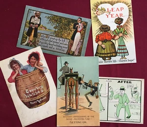 Lote de cinco postales antiguas de cómic de colección humor original humor divertido postales - Imagen 1 de 11