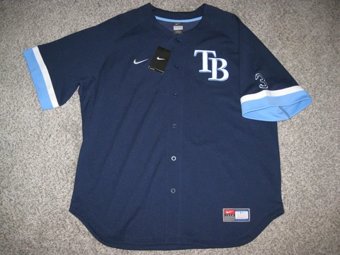 Evan Longoria Tampa Bay Rays Navy Blue Mens XL Nike Button-up Jersey Cover