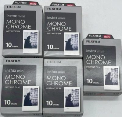 5PK Fujifilm Instax Mini Mono Cromo ~ 10 Hojas CADA UNA ~ CADUCIDAD 20/03 ~ ENVÍO RÁPIDO Foto 1 de 2