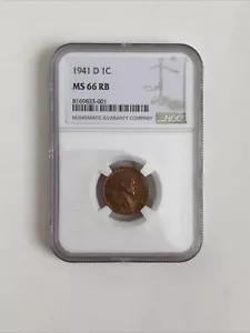 1941 D NGC MS 66 RB 1C Penny - Picture 1 of 5