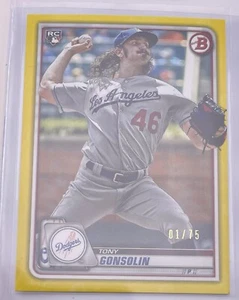 2020 Bowman #63 Tony Gonsolin Rookie RC Yellow Parallel 01/75 Dodgers - Picture 1 of 2