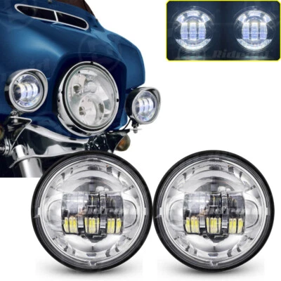Chrome 4.5" Inch LED Passing Lamp Spot Fog Lights for Harley Davidson Motorcycle - Image 1 of 4