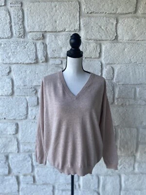 Suéter Brunello Cucinelli para mujer color cachemir tostado - rosa cuello en V talla grande  Foto 1 de 4