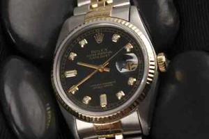 Rolex Datejust 31 mm Black Diamond Dial Yellow Gold & Steel Ladies Watch - Picture 1 of 9