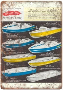 Feather Craft Vintage Boat Ad Reproduction Metal Sign L05 - Picture 1 of 2