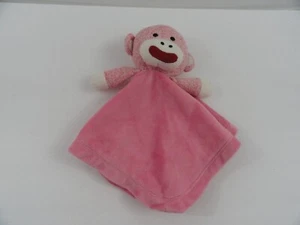 Magic Years Pink Sock Monkey Rattle Lovey Satin Back Security Blanket Baby Plush - Picture 1 of 4