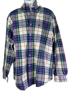 TOMMY HILFIGER Men's Multicolor Plaid Cotton Long Sleeve Shirt - Size L - Picture 1 of 9