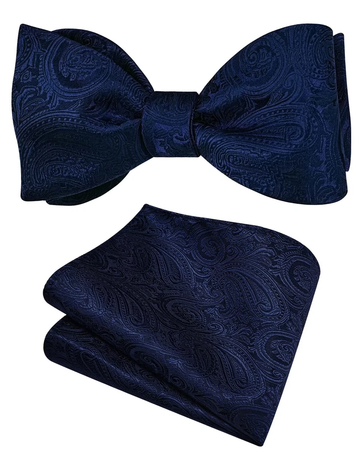 Pajarita azul marino para hombre seda cachemira pajarita pajarita bolsillo cuadrado conjunto para nosotros... Foto 1 de 4