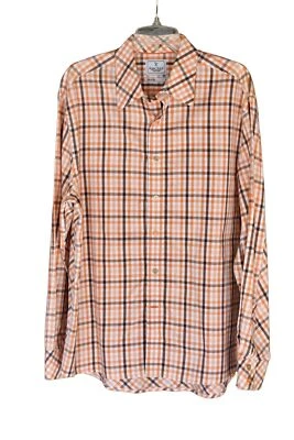 Men's Marc Ecko Orange White Gray Plaid Dress Shirt L - Image 1 of 4