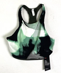 NWT Under Armour Size Large Sports Bra Medium-Support Green Black Geometric - Picture 1 of 6