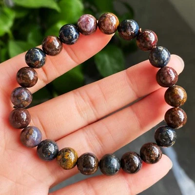 Pulsera de cuentas de piedras preciosas Pietersita Namibia de color natural de 8,7 mm Z53 Foto 1 de 4