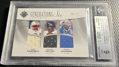 2009 Ultimate Collection 6-Way Jersey BGS 9 Walter Payton, Barry Sanders ++++ - Изображение 1 из 3