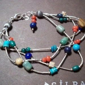 SILPADA B0788 Lapislázuli Turquesa Jaspe Coral Seed Bead Pulsera - RARE Multistrand - Imagen 1 de 12