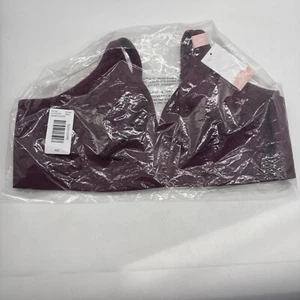 CACIQUE Unlined Full Coverage No-Wire Bra The Cotton Collection 46C Burgundy New - Picture 1 of 6