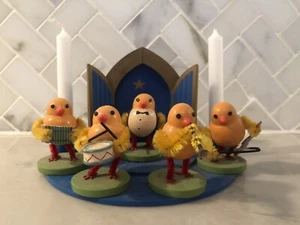 5 deutsche hölzerne Miniatur Entenmusiker mit Bandständer von Ges Gesch - Bild 1 von 11