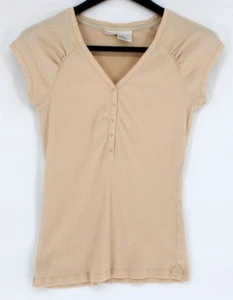 NO BOUNDARIES Top Damen Junior Gr. XL beige V-Ausschnitt gerippt kurz Flügelarm - Bild 1 von 4